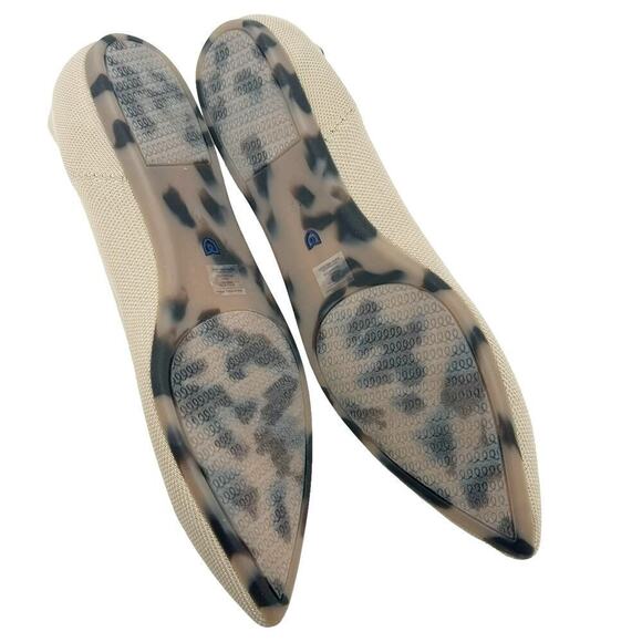 Rothy's The Point Toe Ballet Flat Slip-On Comfortable Ecru Beige Size W12 NWOB - Picture 8 of 11